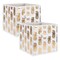 Contemporary Home Living Set of 2 White and Gold Nonwoven Polyester Cube Storage Bin with Pineapple Design 11"
